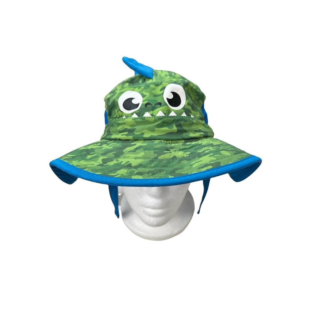 ADDIE & TATE Camo Dragon Dino Kids Sun Hat Toddler Green Chin Strap Vented